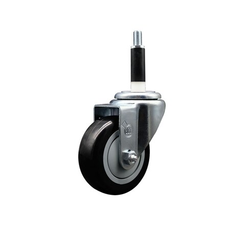Service Caster 3.5'' SS Black Poly Wheel Swivel 7/8'' Expanding Stem Caster SCC-SSEX20S3514-PPUB-BLK-78